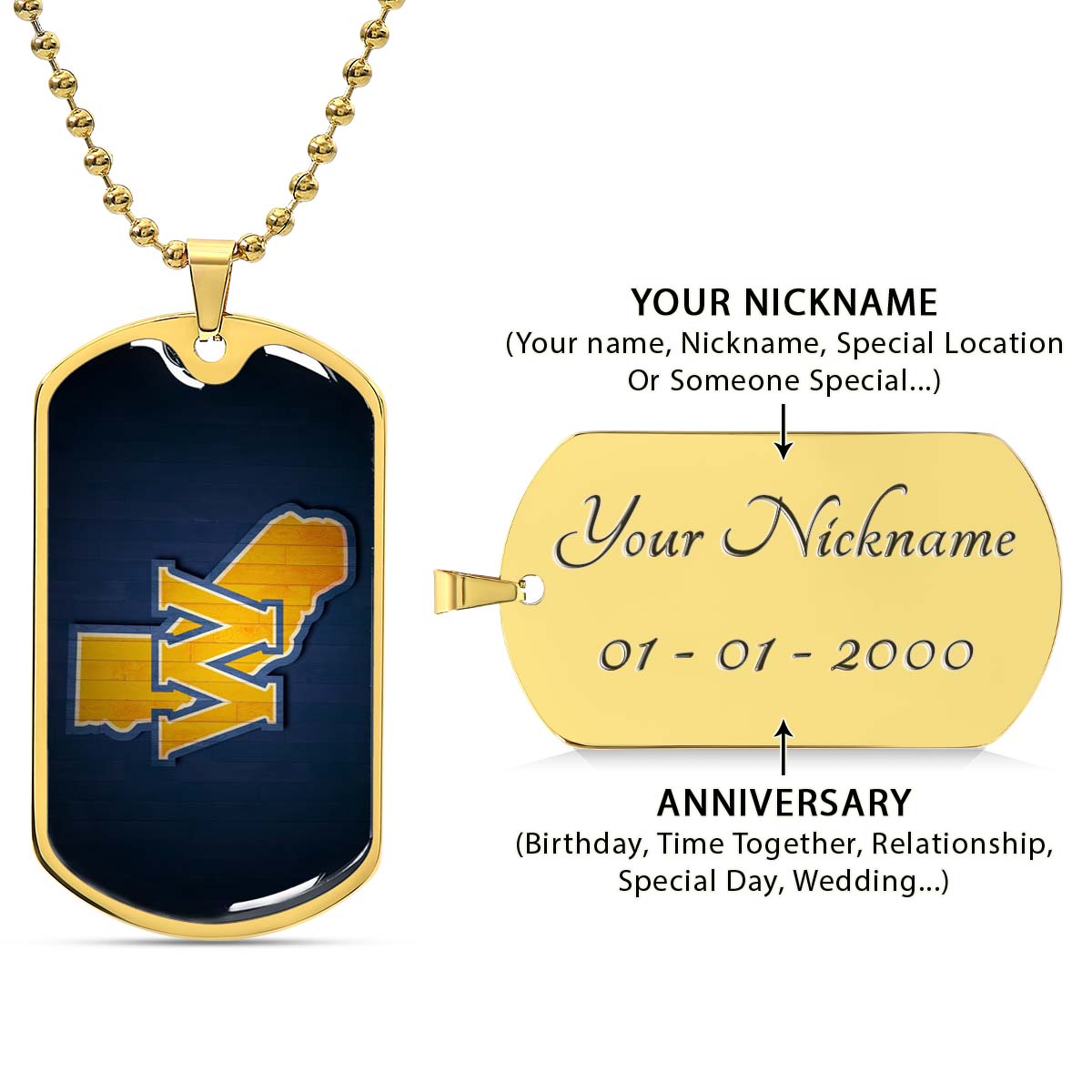 Basketball - BKD015 - Golden State Warriors Sports - Basketball Dog Tag - Military Ball Chain - Luxury Dog Tag
