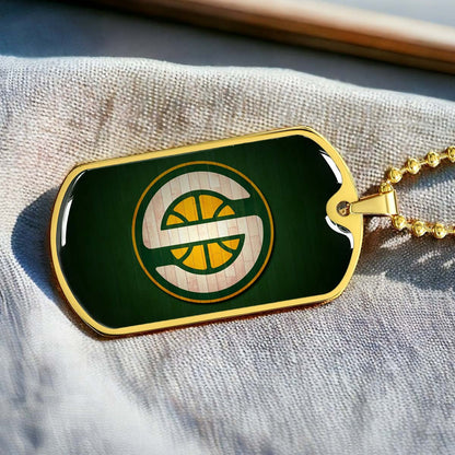 Basketball - BKD017 - Seattle Supersonics Sports - Basketball Dog Tag - Military Ball Chain - Luxury Dog Tag
