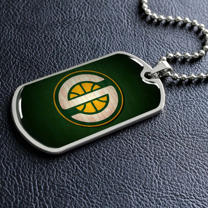 Basketball - BKD017 - Seattle Supersonics Sports - Basketball Dog Tag - Military Ball Chain - Luxury Dog Tag