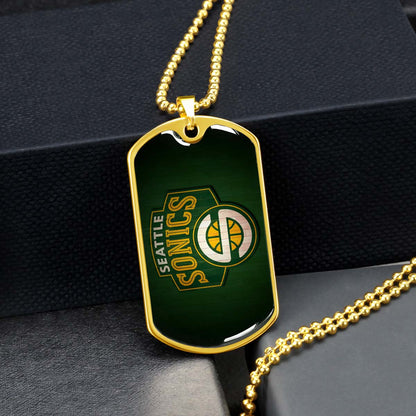 Basketball - BKD018 - Seattle Supersonics Sports - Basketball Dog Tag - Military Ball Chain - Luxury Dog Tag