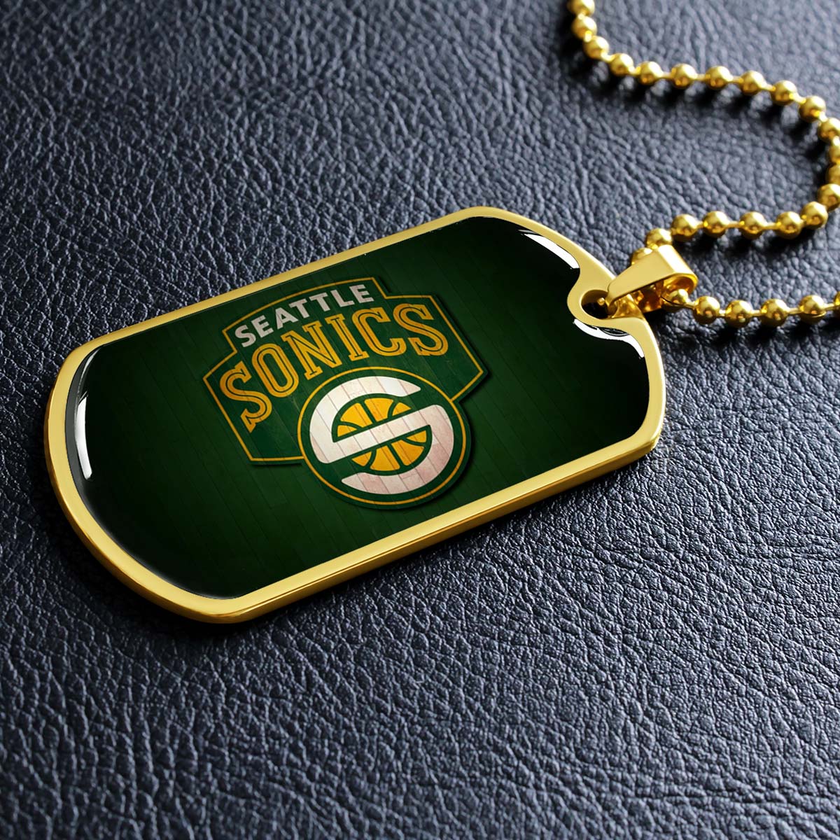 Basketball - BKD018 - Seattle Supersonics Sports - Basketball Dog Tag - Military Ball Chain - Luxury Dog Tag