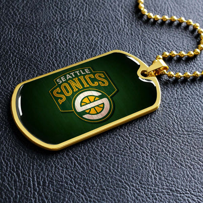 Basketball - BKD018 - Seattle Supersonics Sports - Basketball Dog Tag - Military Ball Chain - Luxury Dog Tag