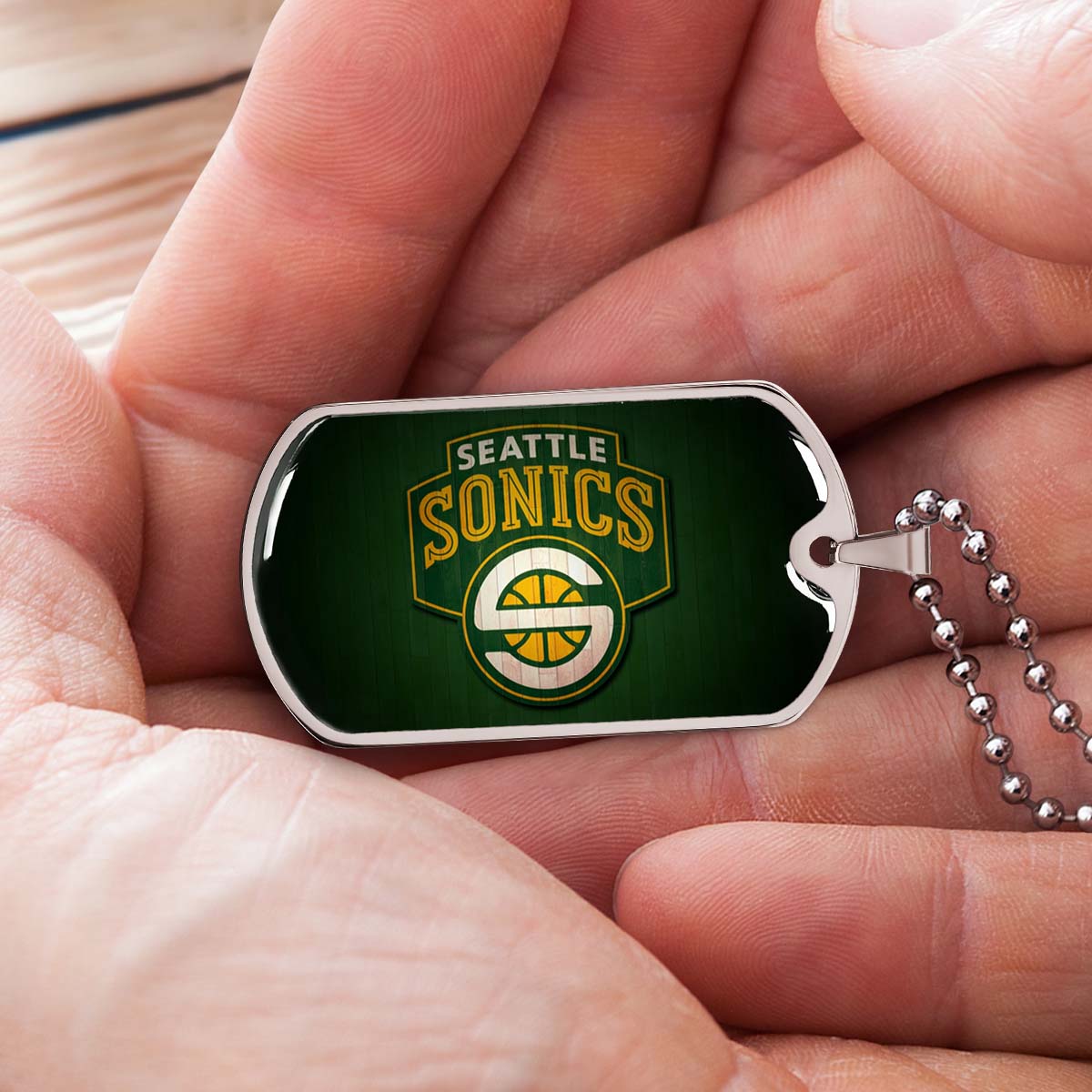 Basketball - BKD018 - Seattle Supersonics Sports - Basketball Dog Tag - Military Ball Chain - Luxury Dog Tag