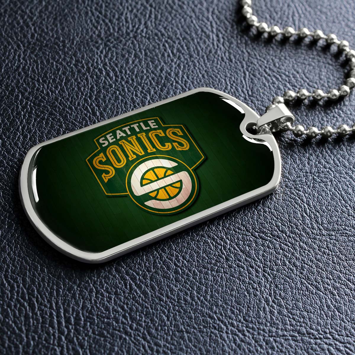 Basketball - BKD018 - Seattle Supersonics Sports - Basketball Dog Tag - Military Ball Chain - Luxury Dog Tag