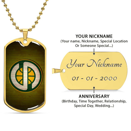 Basketball - BKD019 - Seattle Supersonics Sports - Basketball Dog Tag - Military Ball Chain - Luxury Dog Tag