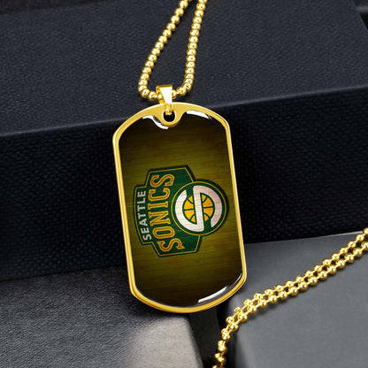 Basketball - BKD020 - Seattle Supersonics Sports - Basketball Dog Tag - Military Ball Chain - Luxury Dog Tag