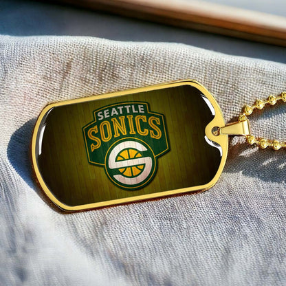 Basketball - BKD020 - Seattle Supersonics Sports - Basketball Dog Tag - Military Ball Chain - Luxury Dog Tag