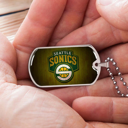Basketball - BKD020 - Seattle Supersonics Sports - Basketball Dog Tag - Military Ball Chain - Luxury Dog Tag