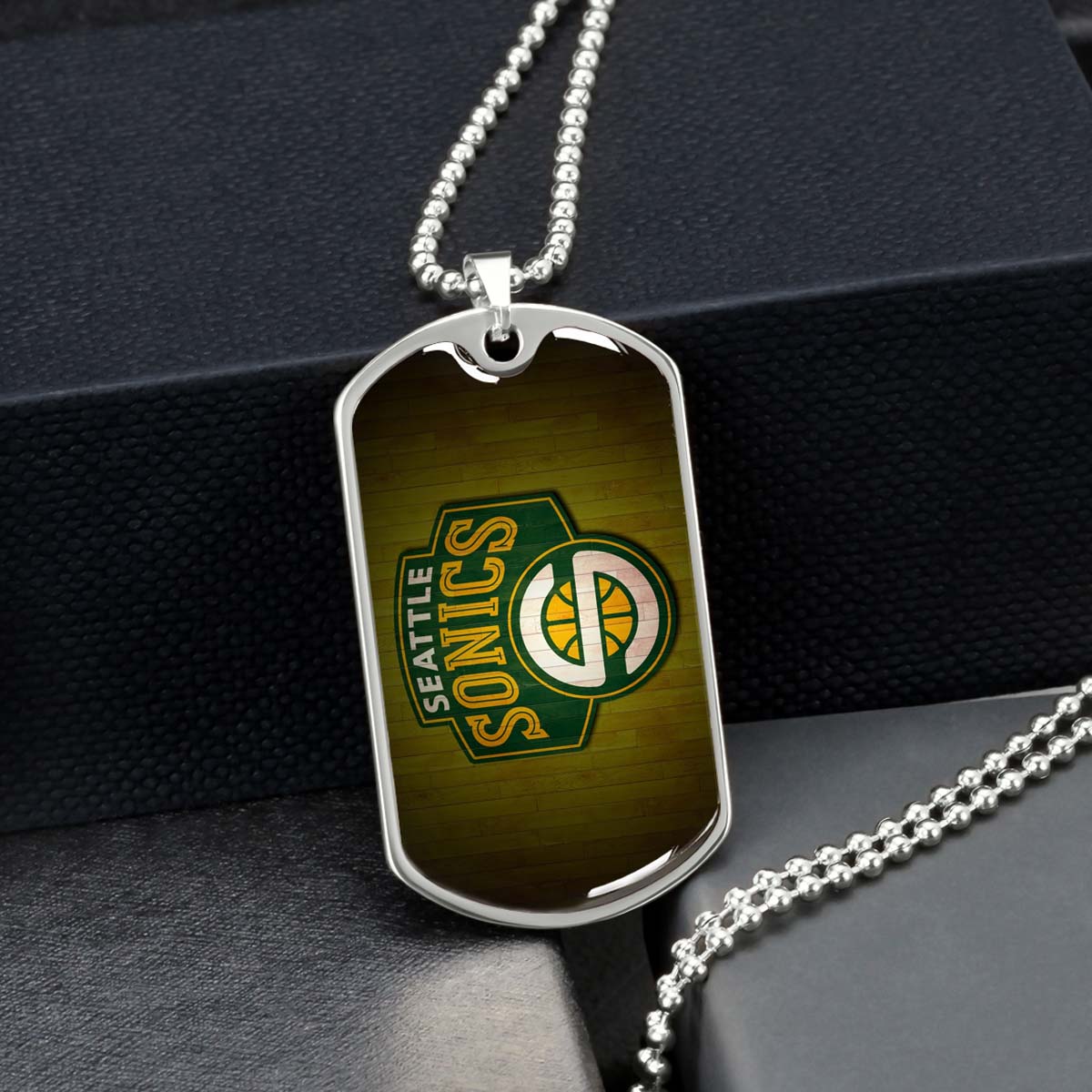 Basketball - BKD020 - Seattle Supersonics Sports - Basketball Dog Tag - Military Ball Chain - Luxury Dog Tag