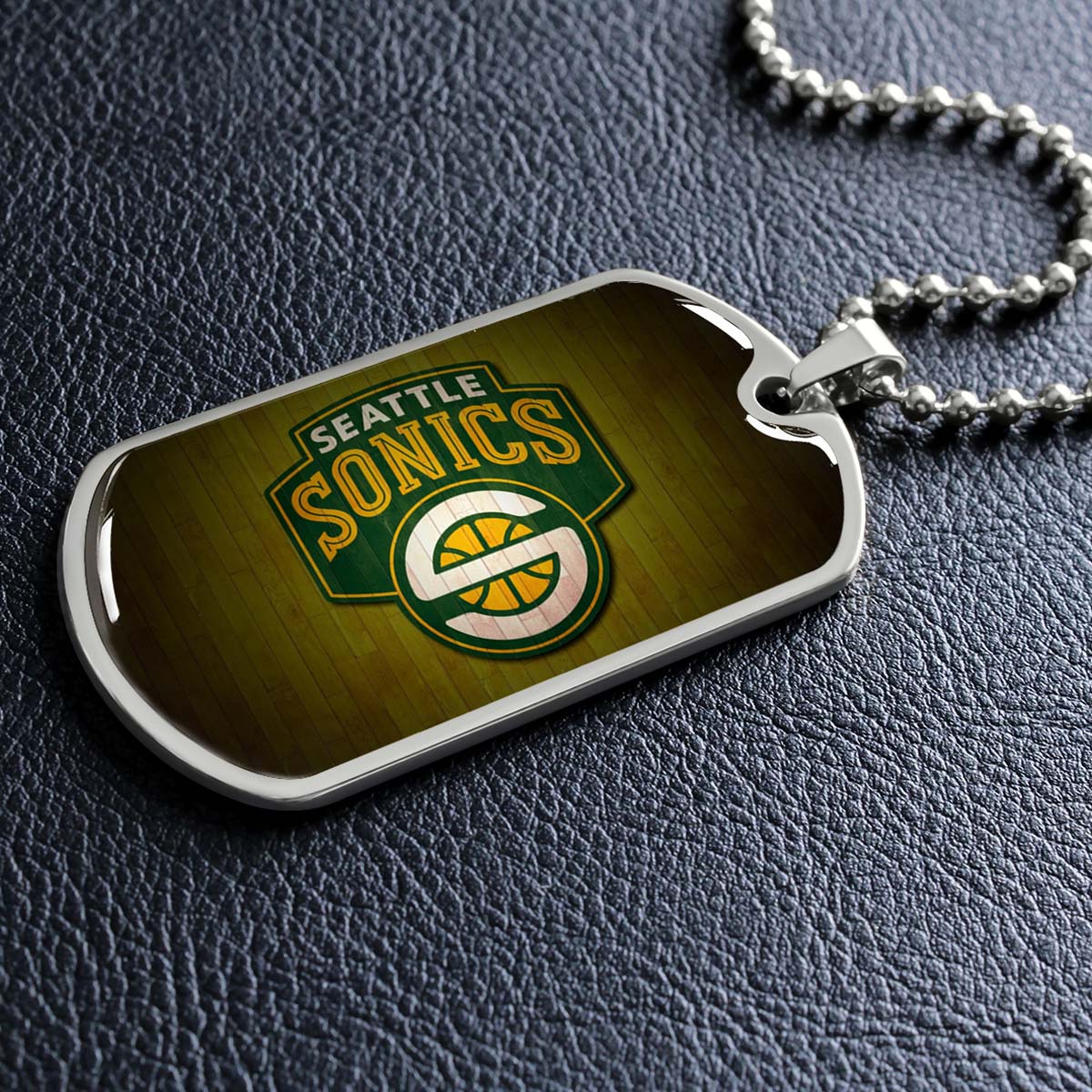 Basketball - BKD020 - Seattle Supersonics Sports - Basketball Dog Tag - Military Ball Chain - Luxury Dog Tag