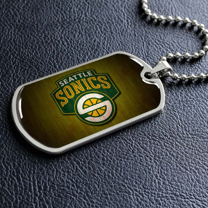 Basketball - BKD020 - Seattle Supersonics Sports - Basketball Dog Tag - Military Ball Chain - Luxury Dog Tag
