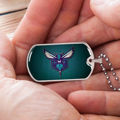 Basketball - BKD023 - Charlotte Hornets Sports - Basketball Dog Tag - Military Ball Chain - Luxury Dog Tag