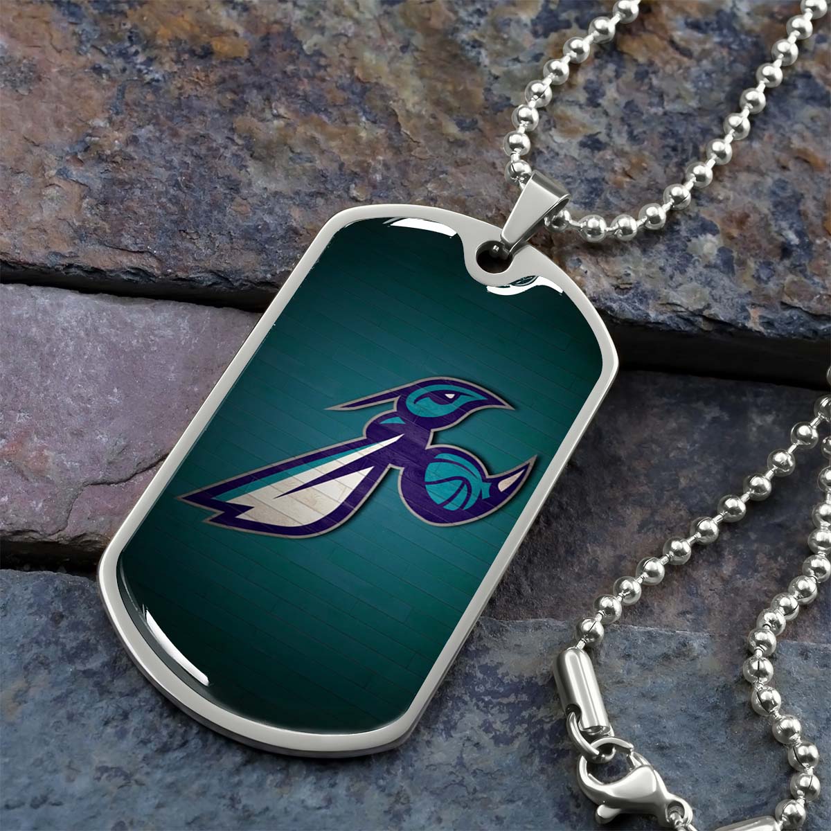 Basketball - BKD024 - Charlotte Hornets Sports - Basketball Dog Tag - Military Ball Chain - Luxury Dog Tag