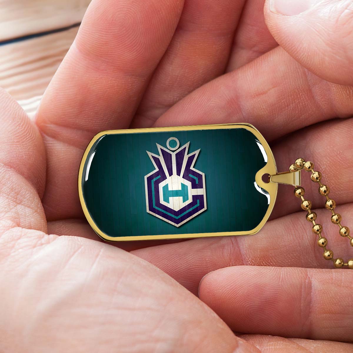 Basketball Dog Tag Necklace - BKD025 - Charlotte Hornets Sports - Military Ball Chain