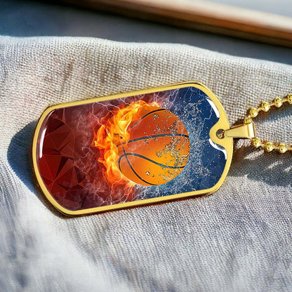 Basketball - BKD027 - Dynamic Basketball - Basketball Dog Tag - Military Ball Chain - Luxury Dog Tag