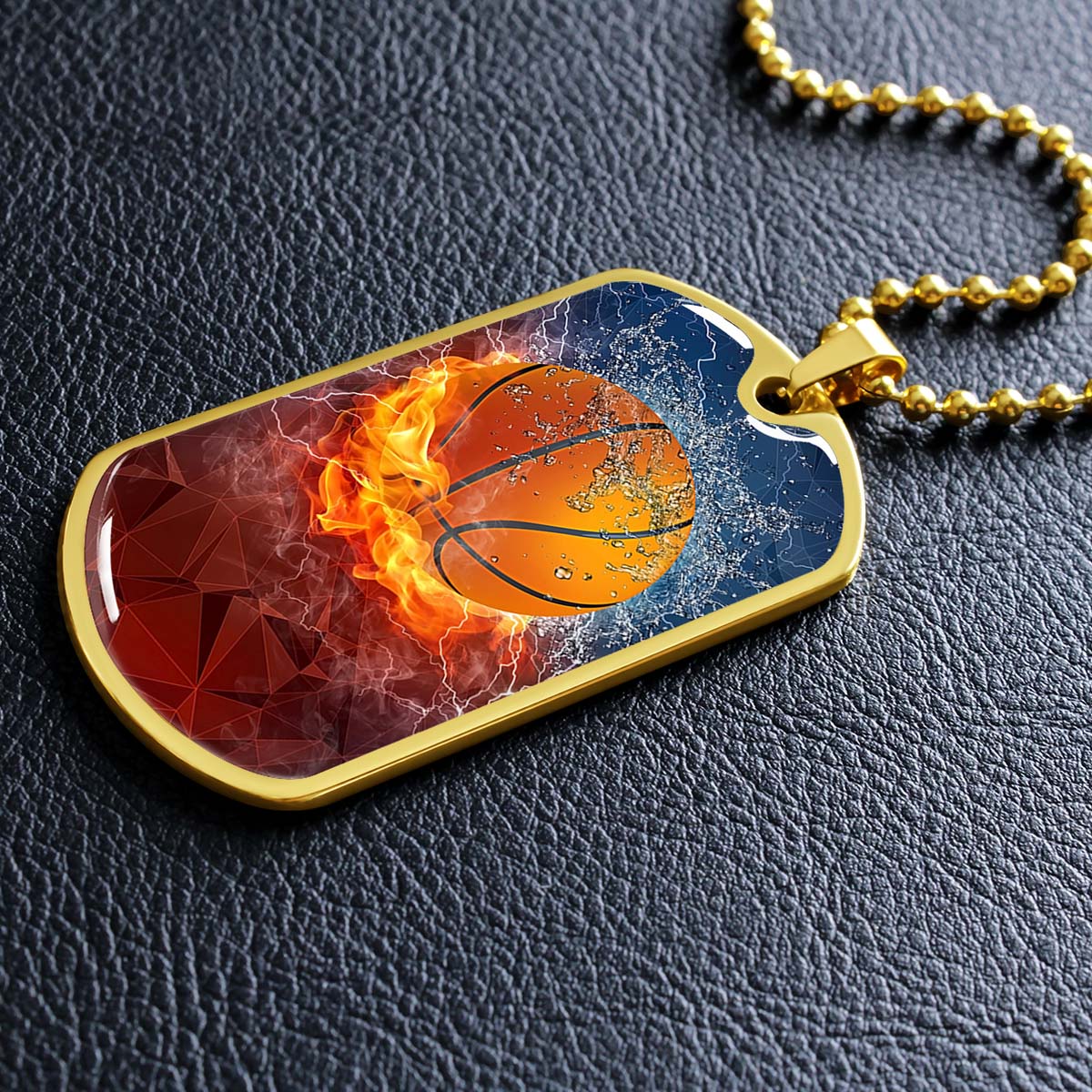 Basketball - BKD027 - Dynamic Basketball - Basketball Dog Tag - Military Ball Chain - Luxury Dog Tag