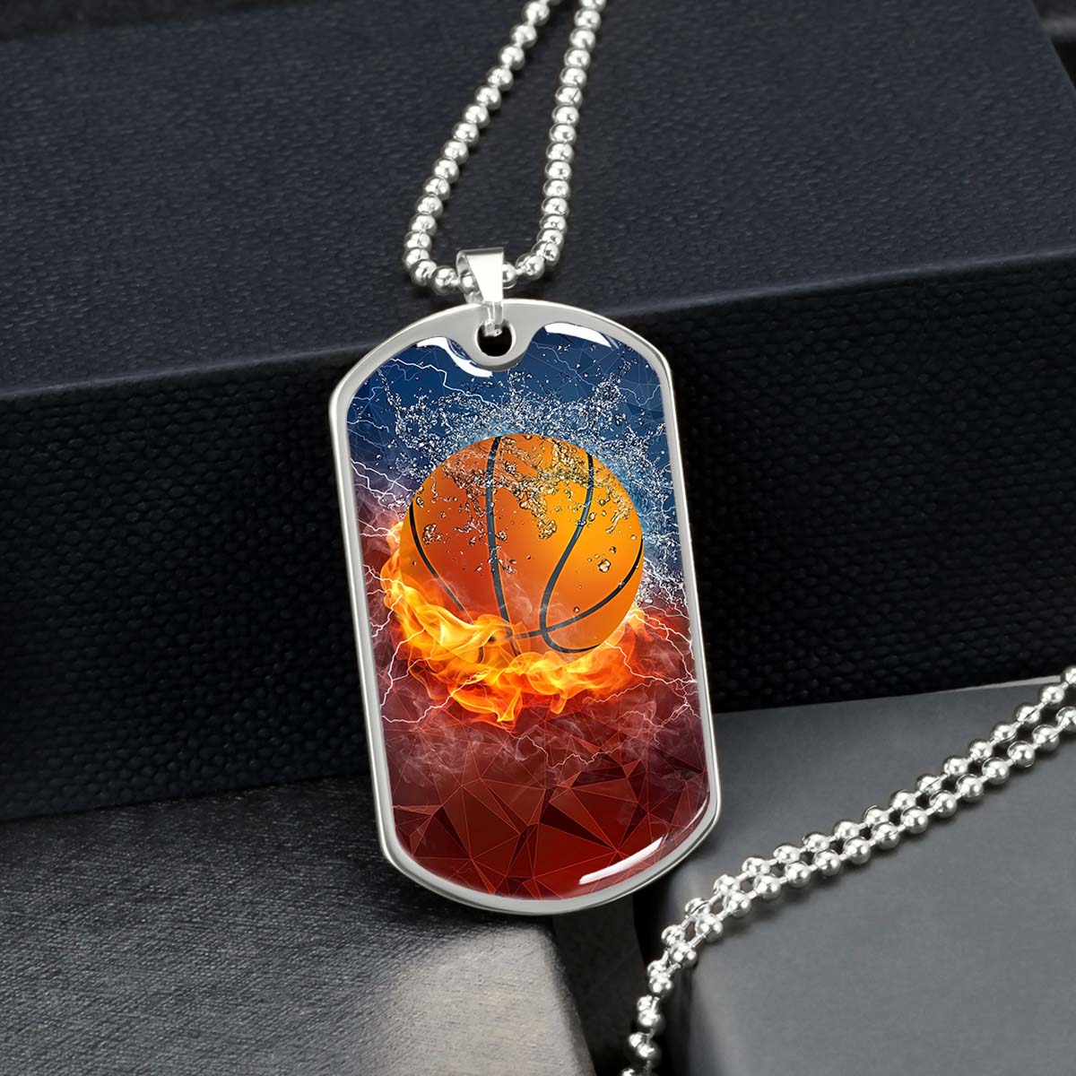 Basketball - BKD027 - Dynamic Basketball - Basketball Dog Tag - Military Ball Chain - Luxury Dog Tag