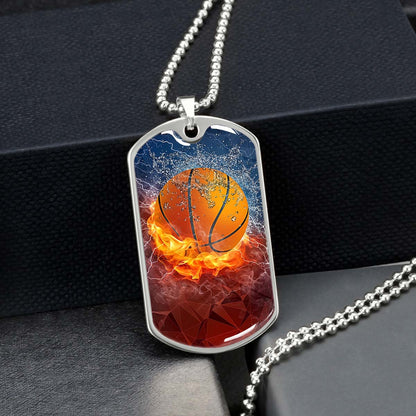 Basketball - BKD027 - Dynamic Basketball - Basketball Dog Tag - Military Ball Chain - Luxury Dog Tag