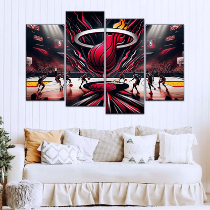 Basketball Canvas Wall Art - BK5045 - Miami Heat Basketball