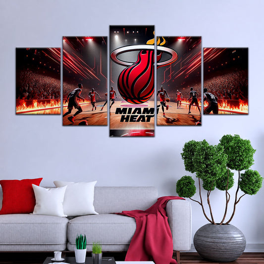 Basketball Canvas Wall Art - BK5044 - Miami Heat Basketball