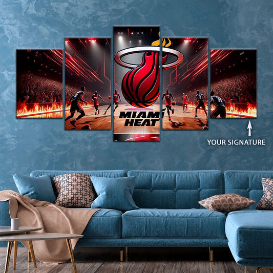 Basketball Canvas Wall Art - BK5044 - Miami Heat Basketball