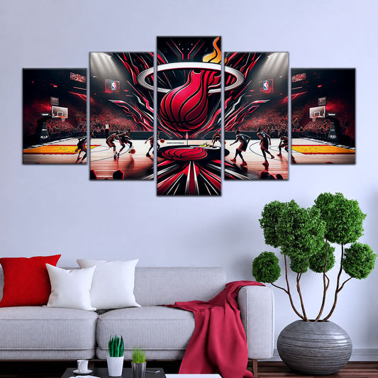 Basketball Canvas Wall Art - BK5045 - Miami Heat Basketball