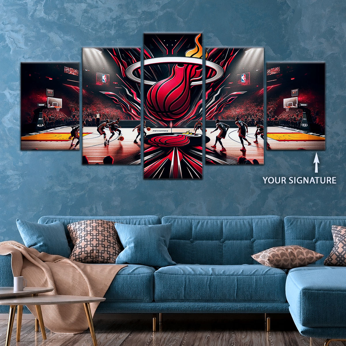 Basketball Canvas Wall Art - BK5045 - Miami Heat Basketball
