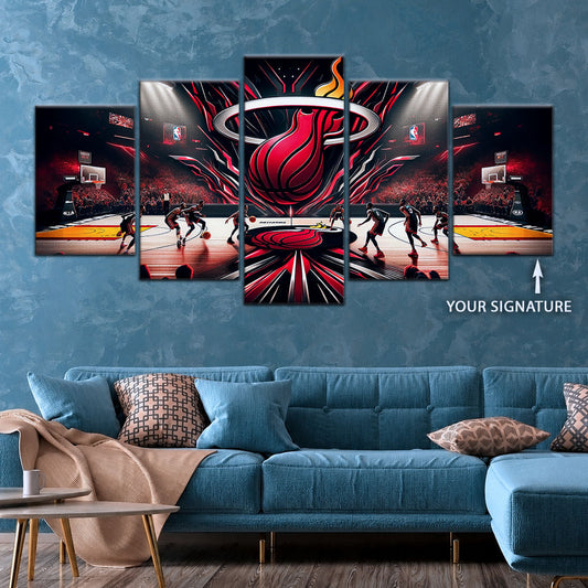 Basketball Canvas Wall Art - BK5045 - Miami Heat Basketball