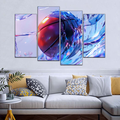 Basketball Canvas Wall Art - BK5055 - Basketball in Dynamic Splash