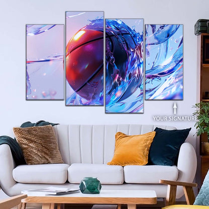 Basketball Canvas Wall Art - BK5055 - Basketball in Dynamic Splash