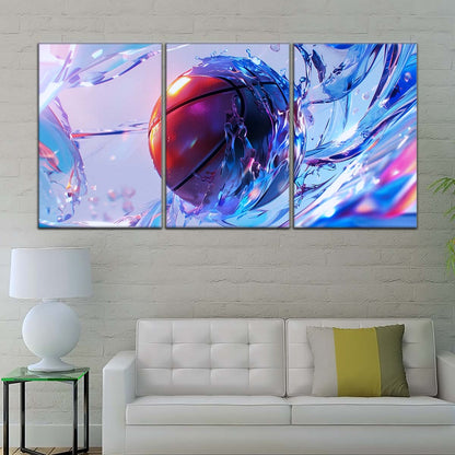 Basketball Canvas Wall Art - BK5055 - Basketball in Dynamic Splash