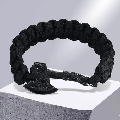 Viking - Chunky Norse Viking Thor's Hammer Bracelets for Men, Black Stainless Steel Mjolnir Scandinavian Rune Amulet Punk Wristband