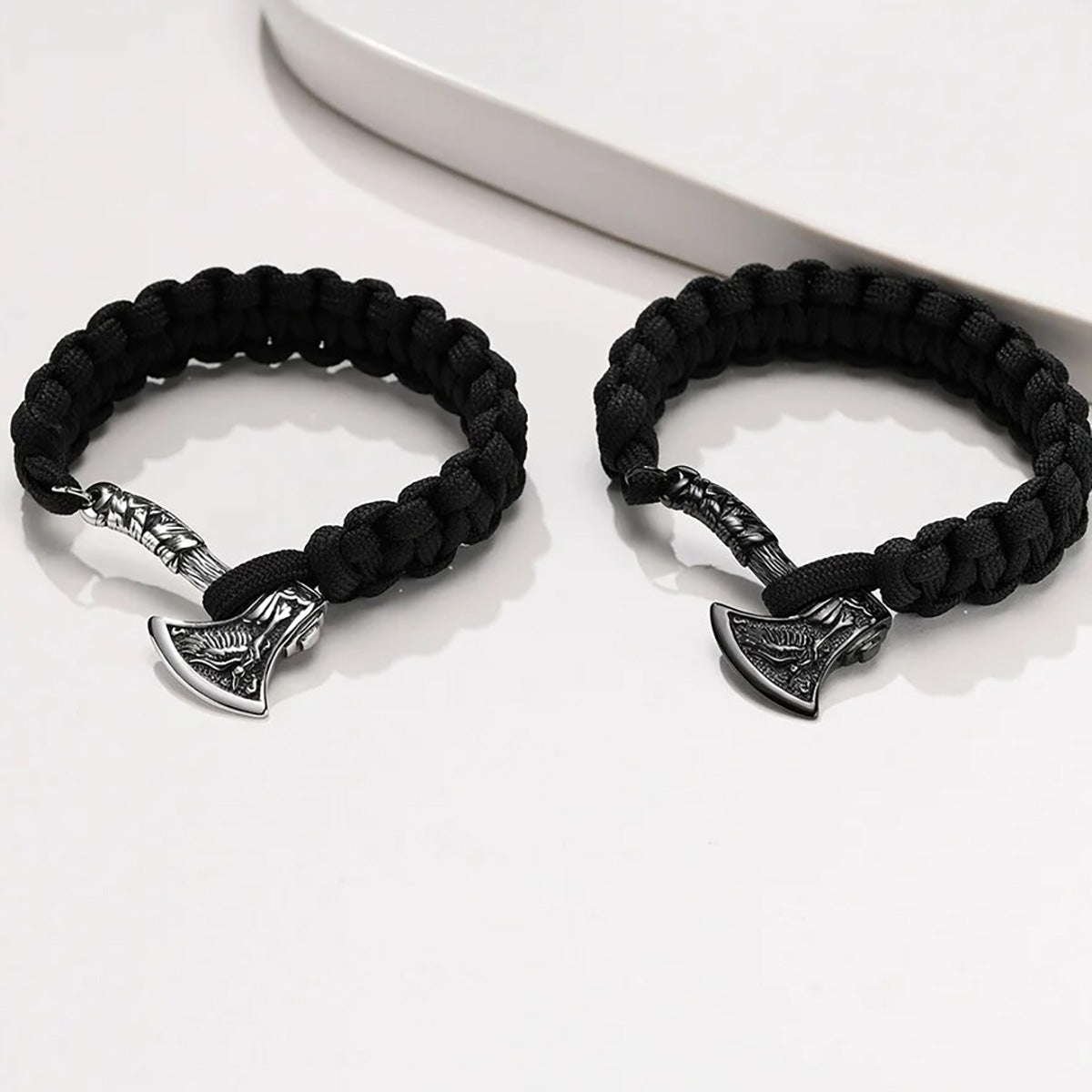 Viking - Chunky Norse Viking Thor's Hammer Bracelets for Men, Black Stainless Steel Mjolnir Scandinavian Rune Amulet Punk Wristband