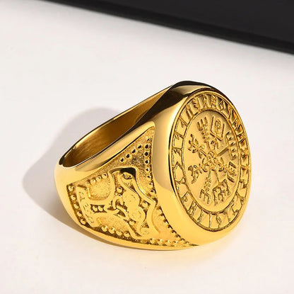 Viking - Cool Punk Norse Viking Thor Mjolnir Hammer Rings for Men,Solid Stainless Steel Metal Rock Axe Signet Finger Bands Jewelry
