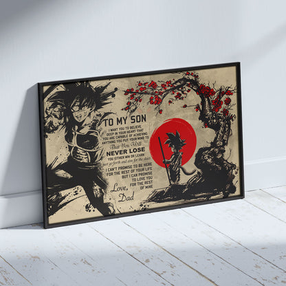 Dragon Ball Bardock and Kid Goku Canvas Wall Art - To My Son From Dad Meaningful Gift for Son -  DBZ Anime Ready to Hang Son Room Decor - DR002