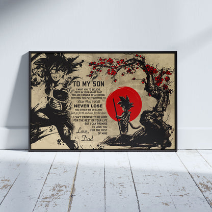 Dragon Ball Bardock and Kid Goku Canvas Wall Art - To My Son From Dad Meaningful Gift for Son -  DBZ Anime Ready to Hang Son Room Decor - DR002