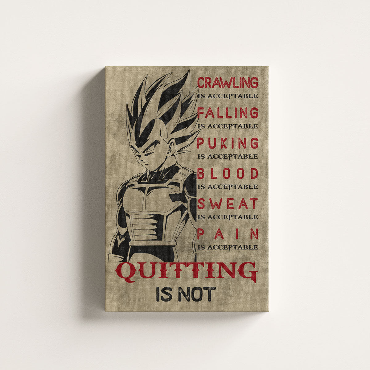 Dragon Ball Canvas Wall Art - DR014 - Super Saiyan Vegeta - Quitting Is Not