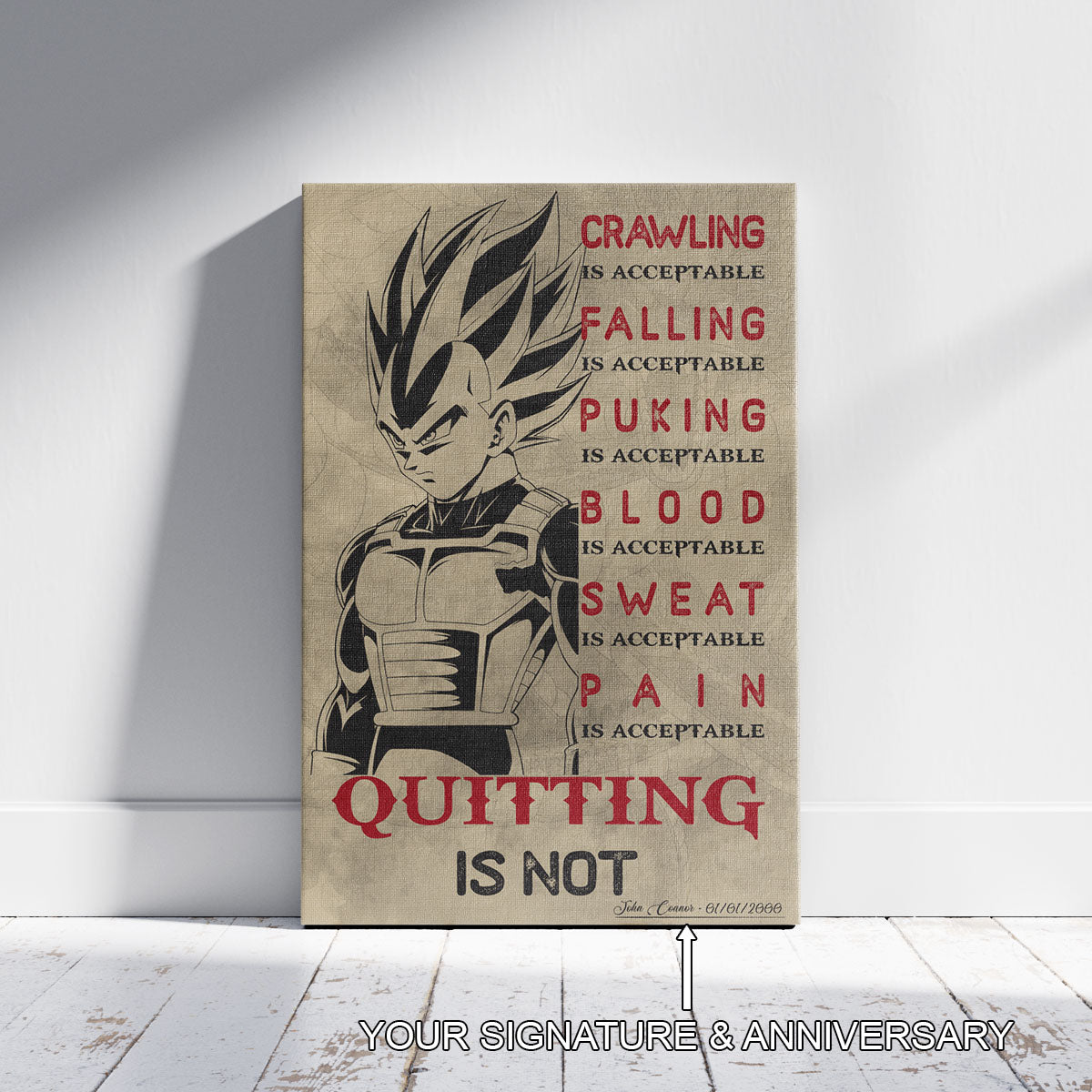 Dragon Ball Canvas Wall Art - DR014 - Super Saiyan Vegeta - Quitting Is Not