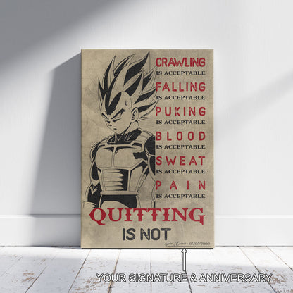 Dragon Ball Canvas Wall Art - DR014 - Super Saiyan Vegeta - Quitting Is Not