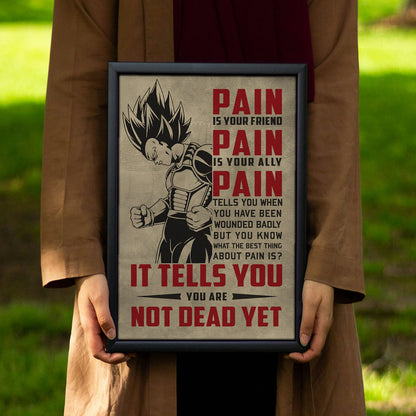 Vegeta Super Saiyan Canvas Wall Art - Dragon Ball Z Motivational "Pain" Print - Ready to Hang Home Office Decor - DR016