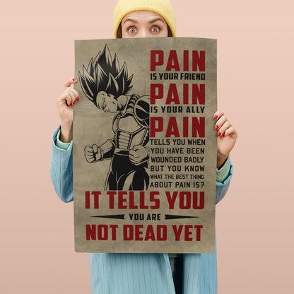 Vegeta Super Saiyan Canvas Wall Art - Dragon Ball Z Motivational "Pain" Print - Ready to Hang Home Office Decor - DR016