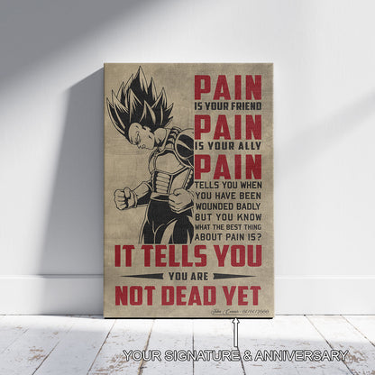 Vegeta Super Saiyan Canvas Wall Art - Dragon Ball Z Motivational "Pain" Print - Ready to Hang Home Office Decor - DR016