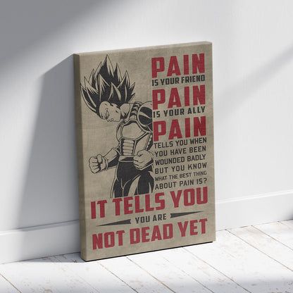 Vegeta Super Saiyan Canvas Wall Art - Dragon Ball Z Motivational "Pain" Print - Ready to Hang Home Office Decor - DR016