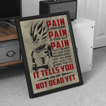 Vegeta Super Saiyan Canvas Wall Art - Dragon Ball Z Motivational "Pain" Print - Ready to Hang Home Office Decor - DR017