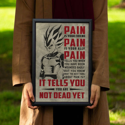 Vegeta Super Saiyan Canvas Wall Art - Dragon Ball Z Motivational "Pain" Print - Ready to Hang Home Office Decor - DR017