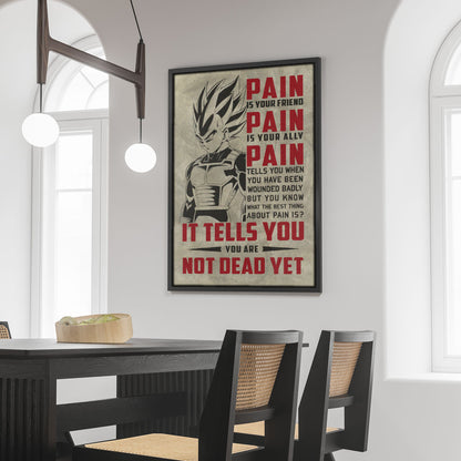 Vegeta Super Saiyan Canvas Wall Art - Dragon Ball Z Motivational "Pain" Print - Ready to Hang Home Office Decor - DR017