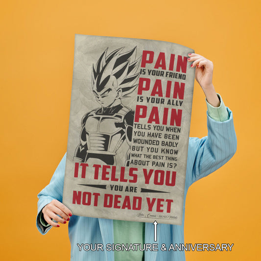 Vegeta Super Saiyan Canvas Wall Art - Dragon Ball Z Motivational "Pain" Print - Ready to Hang Home Office Decor - DR017