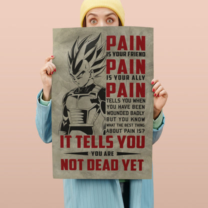 Vegeta Super Saiyan Canvas Wall Art - Dragon Ball Z Motivational "Pain" Print - Ready to Hang Home Office Decor - DR017