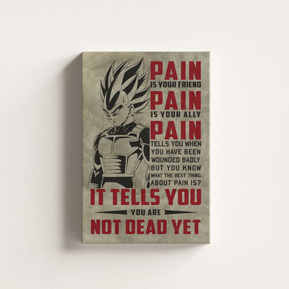 Vegeta Super Saiyan Canvas Wall Art - Dragon Ball Z Motivational "Pain" Print - Ready to Hang Home Office Decor - DR017