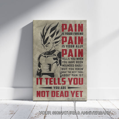 Vegeta Super Saiyan Canvas Wall Art - Dragon Ball Z Motivational "Pain" Print - Ready to Hang Home Office Decor - DR017